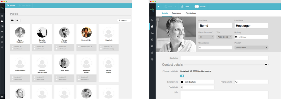 The new interface for contacts and organizations